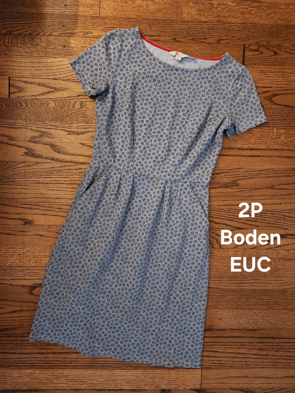 Boden Light Blue Floral Fit-and-Flare Dress